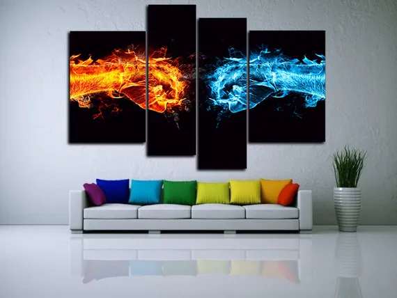 Модульная картина "Огонь и вода"