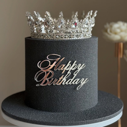 Декоративная корона на торт, серебро (Белые камни)