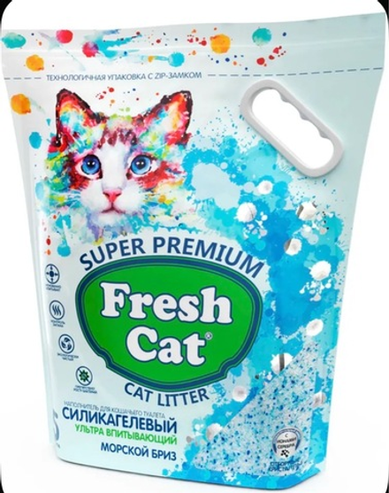 FRESH CAT впитывающий Силикагелевый наполнитель Морской бриз 5л