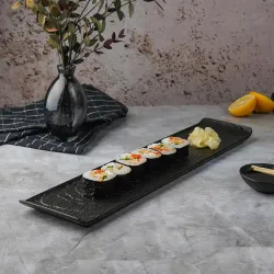 Блюдо прямоугольное 47*10 см h2 см с бортами Side Up2 Black Raw Wood P.L. Proff Cuisine [3]