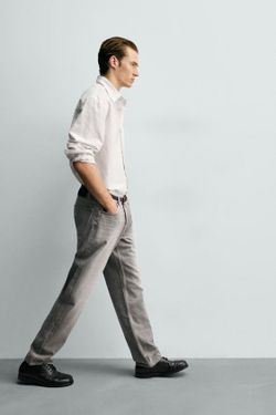 ZARA ДЖИНСЫ STRAIGHT FIT, СЕРЫЙ