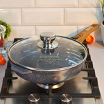 Сковорода 24см Premium blue со съемной ручкой и стеклянной крышкой