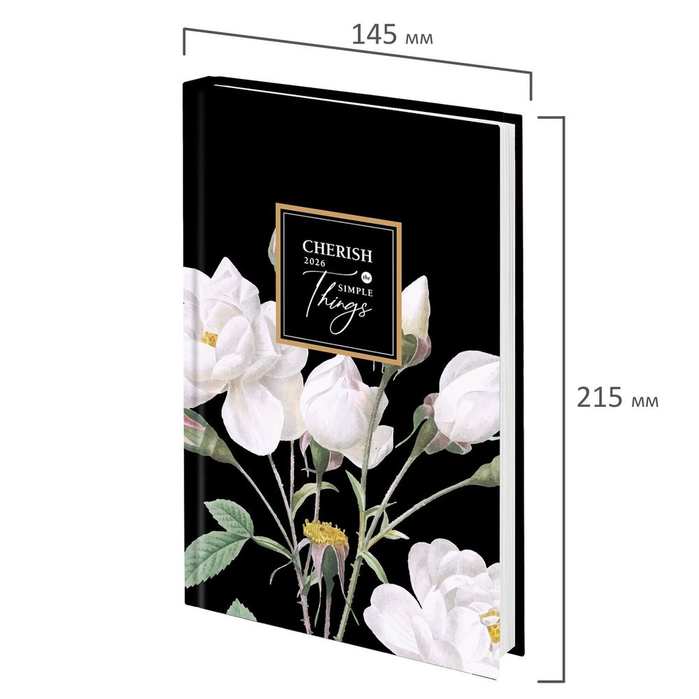 Ежедневник датированный 2026 145х215 мм А5 STAFF ламинированная обложка "Розы" (117322)