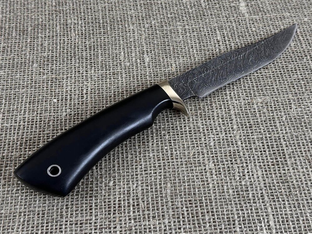 Нож "Скорпион", дамасская сталь, рукоять черный граб мореный