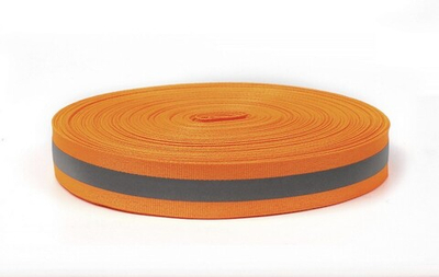 Лента-стропа светоотражающая, ш. 25х10 мм, оранжевый неон