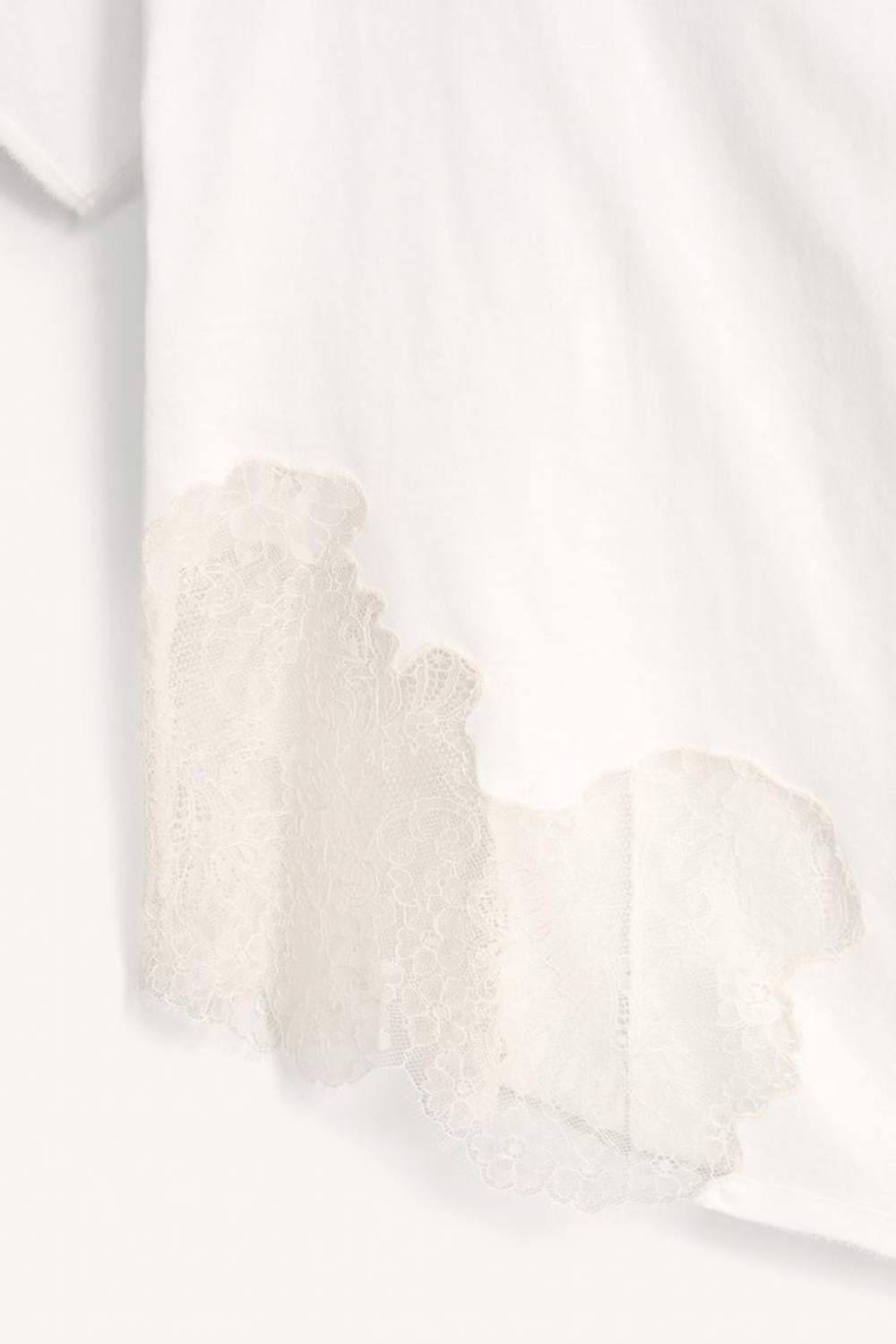 ZARA ФУТБОЛКА С КРУЖЕВНОЙ ОТДЕЛКОЙ - LIMITED EDITION, ЭКРЮ