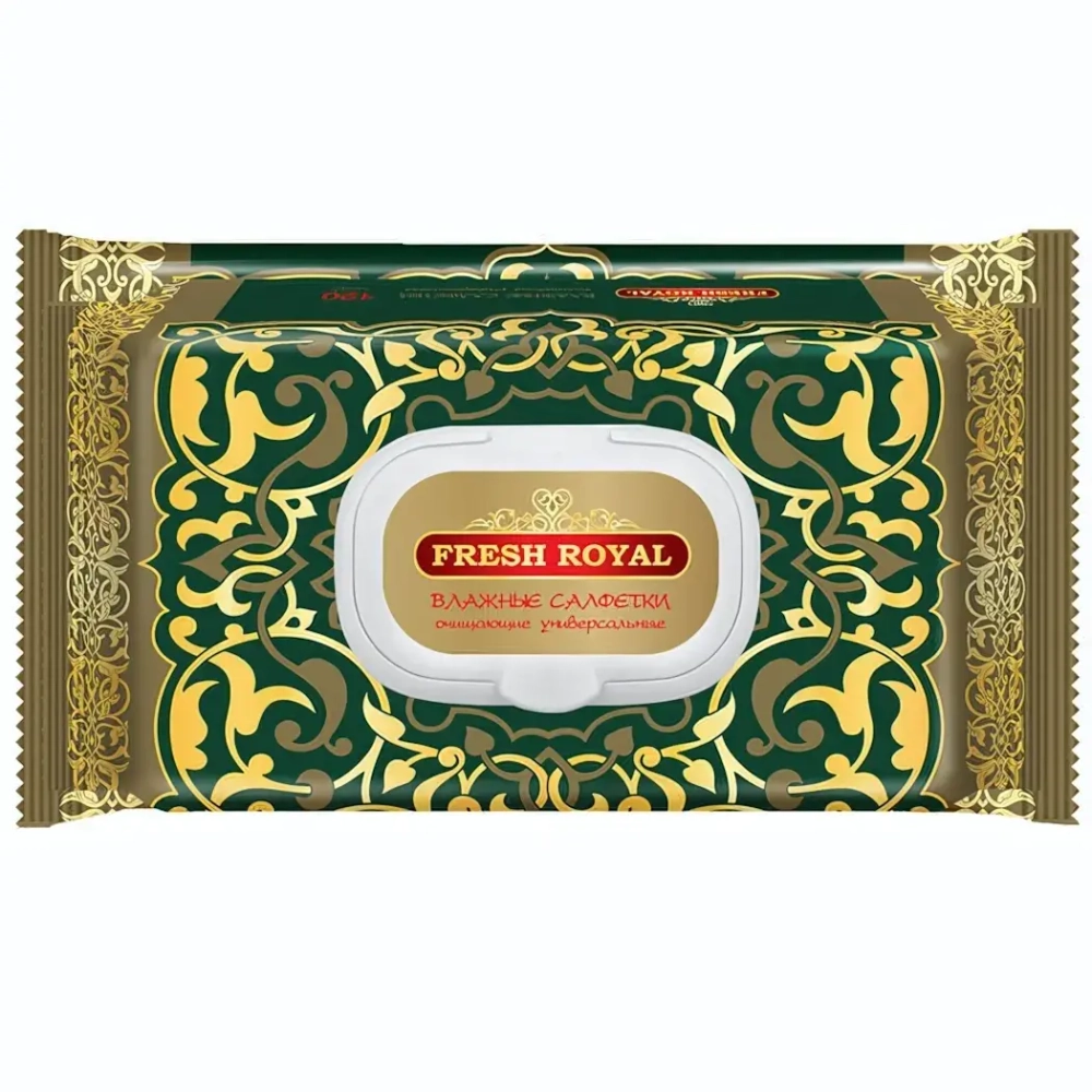 Салфетки влажные FRESH ROYAL очищающие с пластиковым клапаном 120 шт