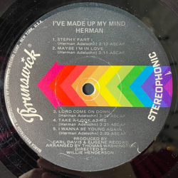Винтажная виниловая пластинка LP Herman Adelsohn I've Made Up My Mind (USA 1970)