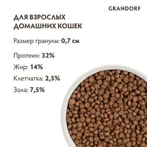 Сухой корм Grandorf CAT 4 Meat PROBIOTIC INDOOR для домашних кошек, 4 мяса с пробиотиками