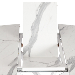 Стол MANZANA ЛДСП/HPL/металл, 100 х 100+30 х 75 см, Мрамор светлый/белый