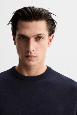 ZARA СВИТЕР ИЗ МЕРИНОСОВОЙ ШЕРСТИ, МОРСКОЙ СИНИЙ