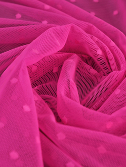 Сетка эластичная розовая неоновая в горошек 5 мм отрезом 75х50 см