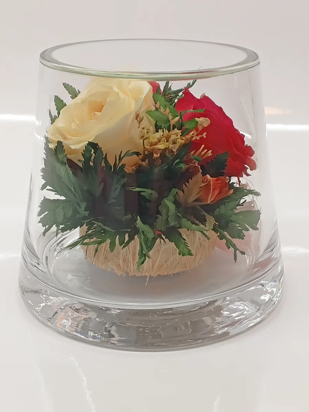 натуральные розы в стекле, вакуум