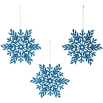 Подвеска «Волшебная снежинка» 11,5 см (набор 3 шт), Голубой