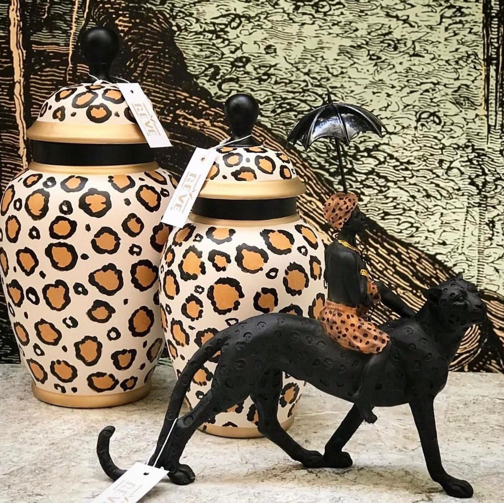 Ваза с крышкой Леопард, 34 см