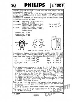 E180F одинарный пентод радиолампа характеристики