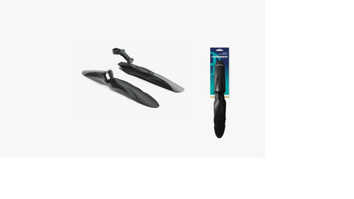 Крылья HOGGER 24-29", к-кт перед./задн., крепеж: в шток вилки, задн. за подседельный штырь; черн-сер