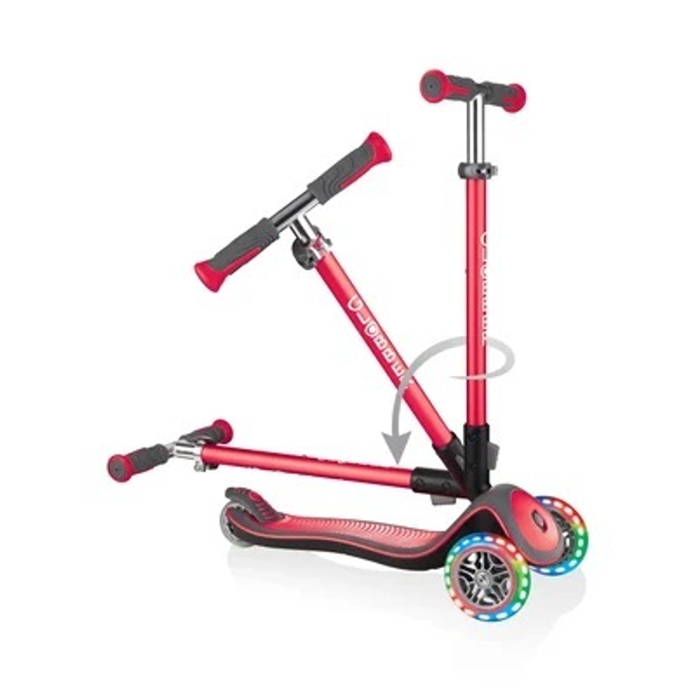 Самокат Globber Elite Deluxe Lights красный