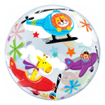 Шар Фольгированный Звери цирковые в полете Bubble Прозрачный (Ассорти)