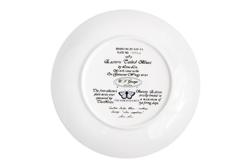 Винтажная коллекционная декоративная тарелка с изображением бабочек восточная синехвостка