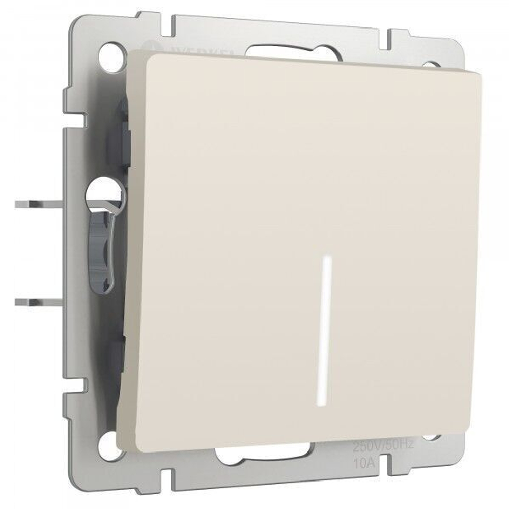 Выключатель одноклавишный с подсветкой (айвори матовый)