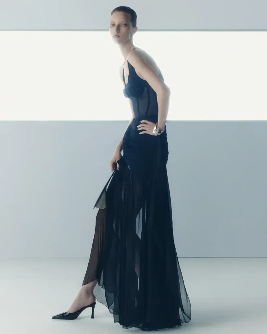 Юбка из шелка гофре