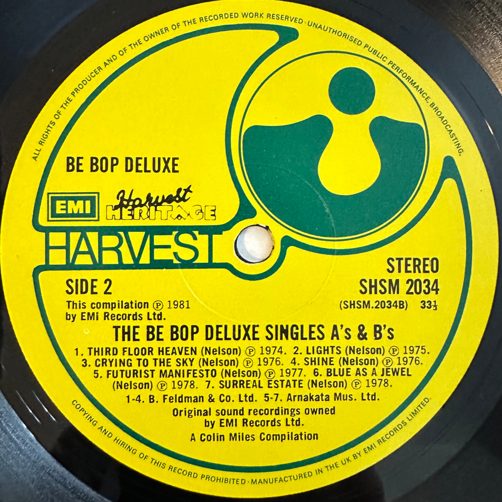 Be Bop Deluxe With Bill Nelson ‎– The Be Bop Deluxe Singles A's & B's (Англия 1981г.)