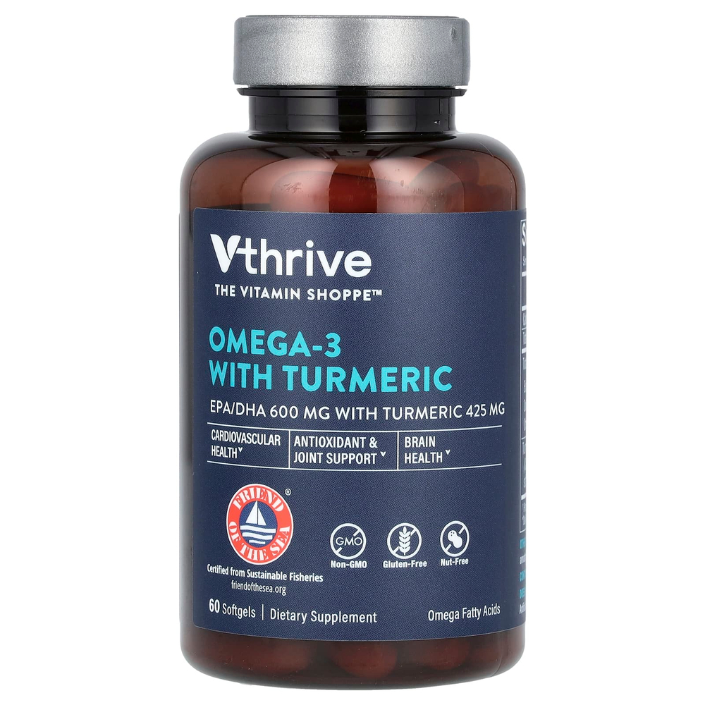 Vthrive, Омега-3 с куркумой, 60 мягких таблеток