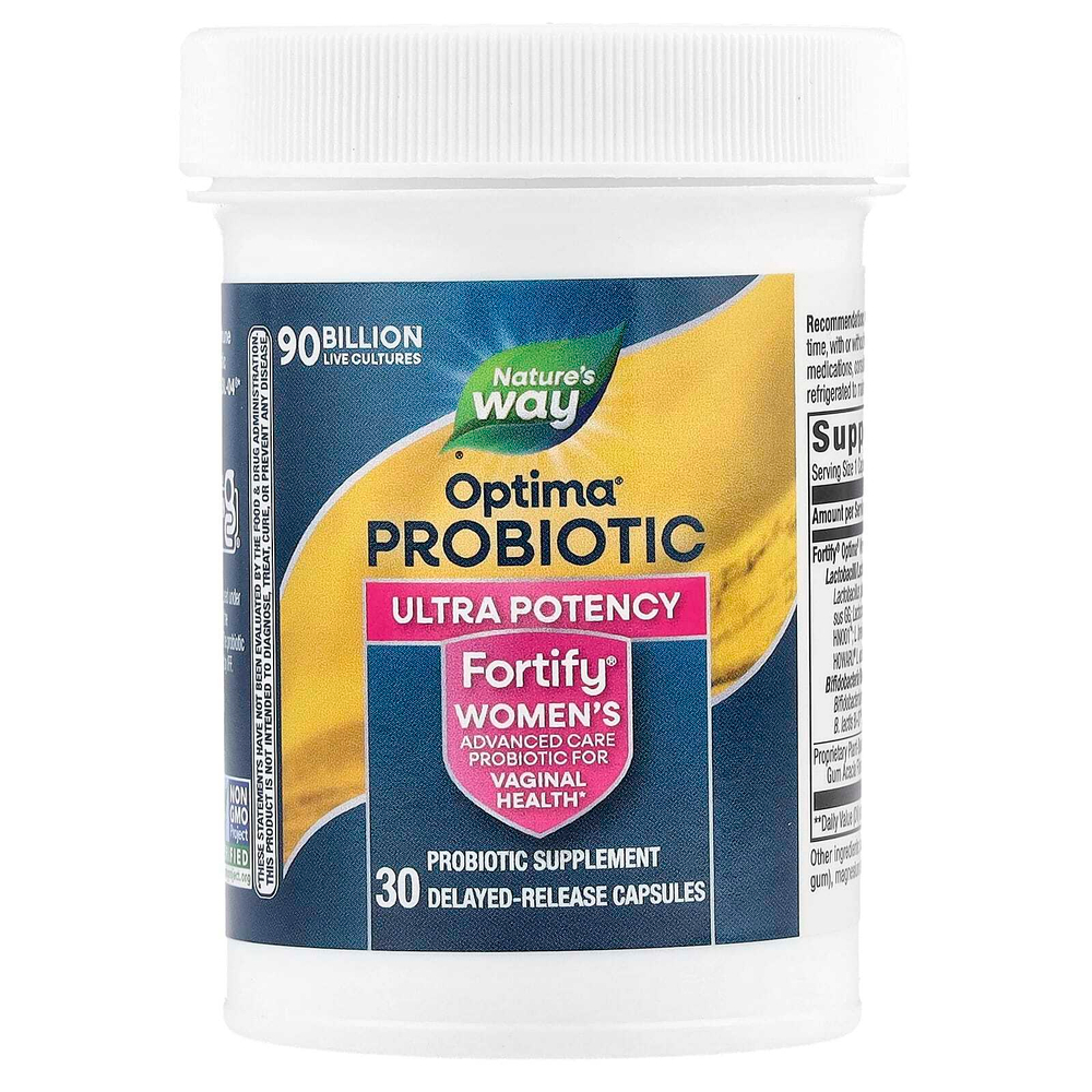 Nature's Way, Fortify Optima, пробиотики и пребиотики для женщин, улучшенная формула для ухода, 90 млрд КОЕ, 30 капсул с отсроченным высвобождением