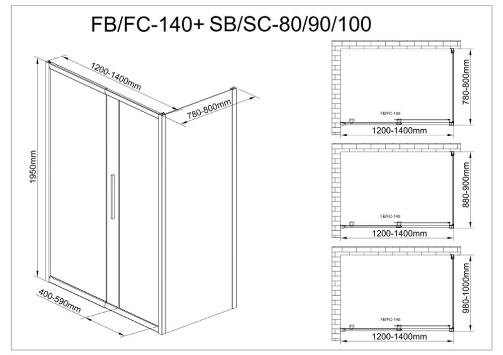 Душевой уголок AvaCan FB 120-140 + SB 80