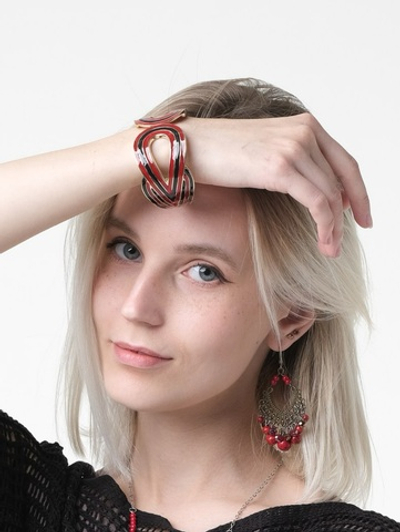 Браслет жесткий /красно-черный