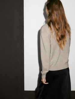 Massimo Dutti Свитер из 100% кашемира с круглым вырезом, норка