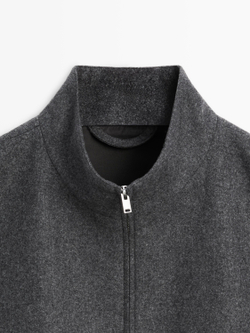 Massimo Dutti Бомбер из смесовой шерсти, серый