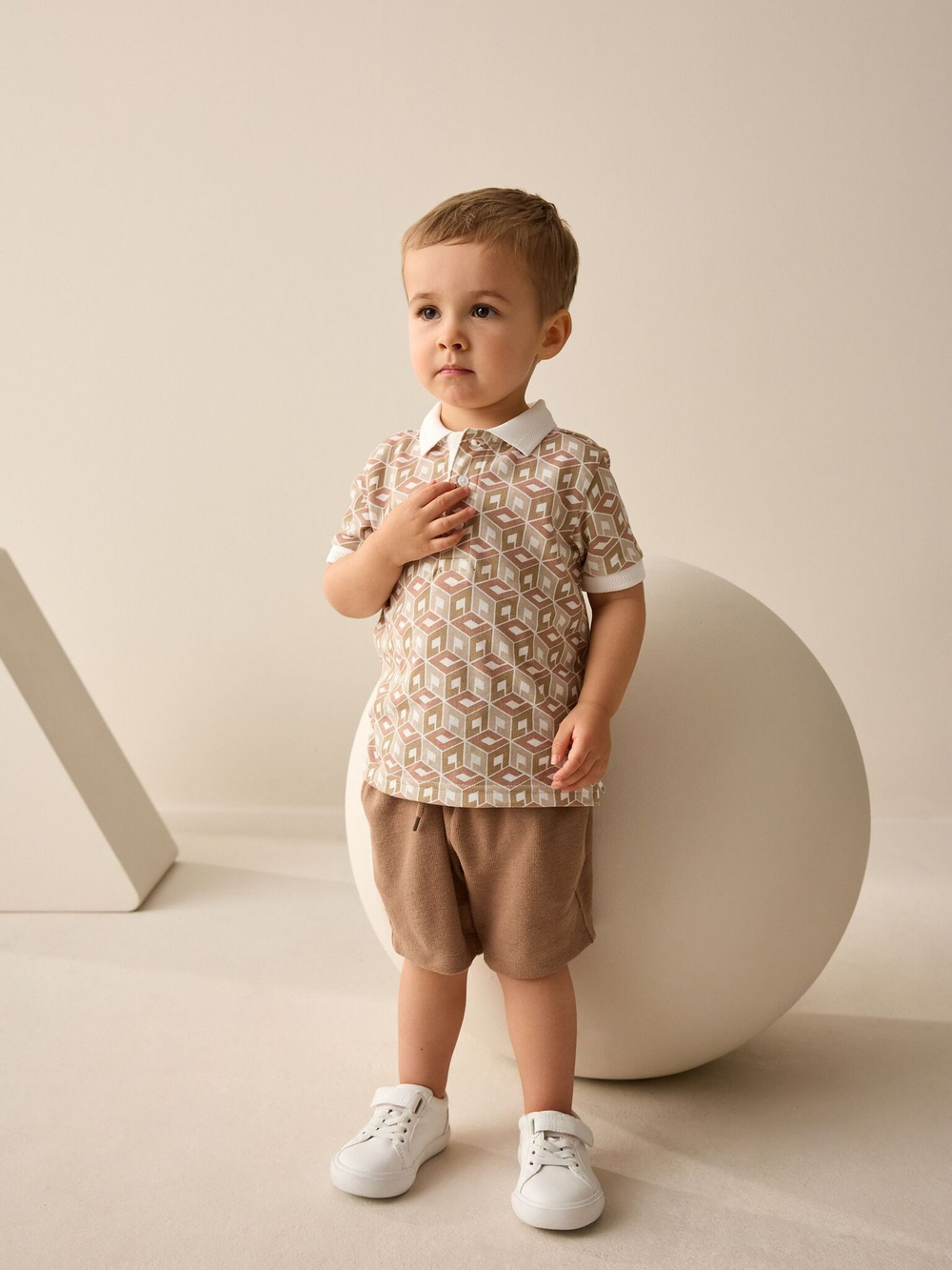 Поло и шорты в комплекте для мальчика Next AG8-746, Бежевый