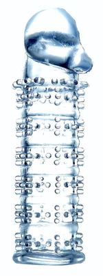 Прозрачная насадка на пенис с рельефом - 12 см. (Цвет: прозрачный)