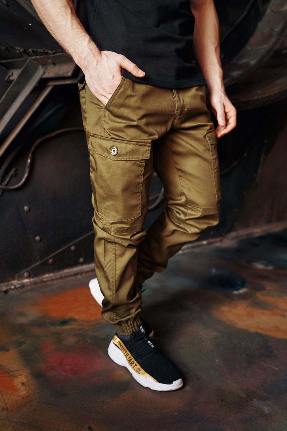 Green military trousers