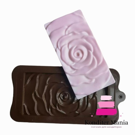 Форма силиконовая для шоколада "Плитка роза"
