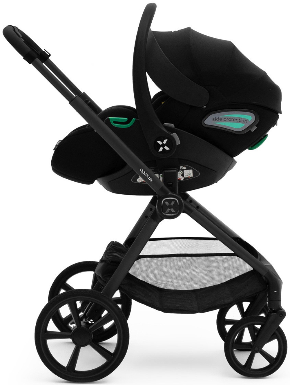 Коляска Agex Life 3 в 1 матовая рама с автокреслом i-Team ATG080 Grey ALB583 Black (Черный)