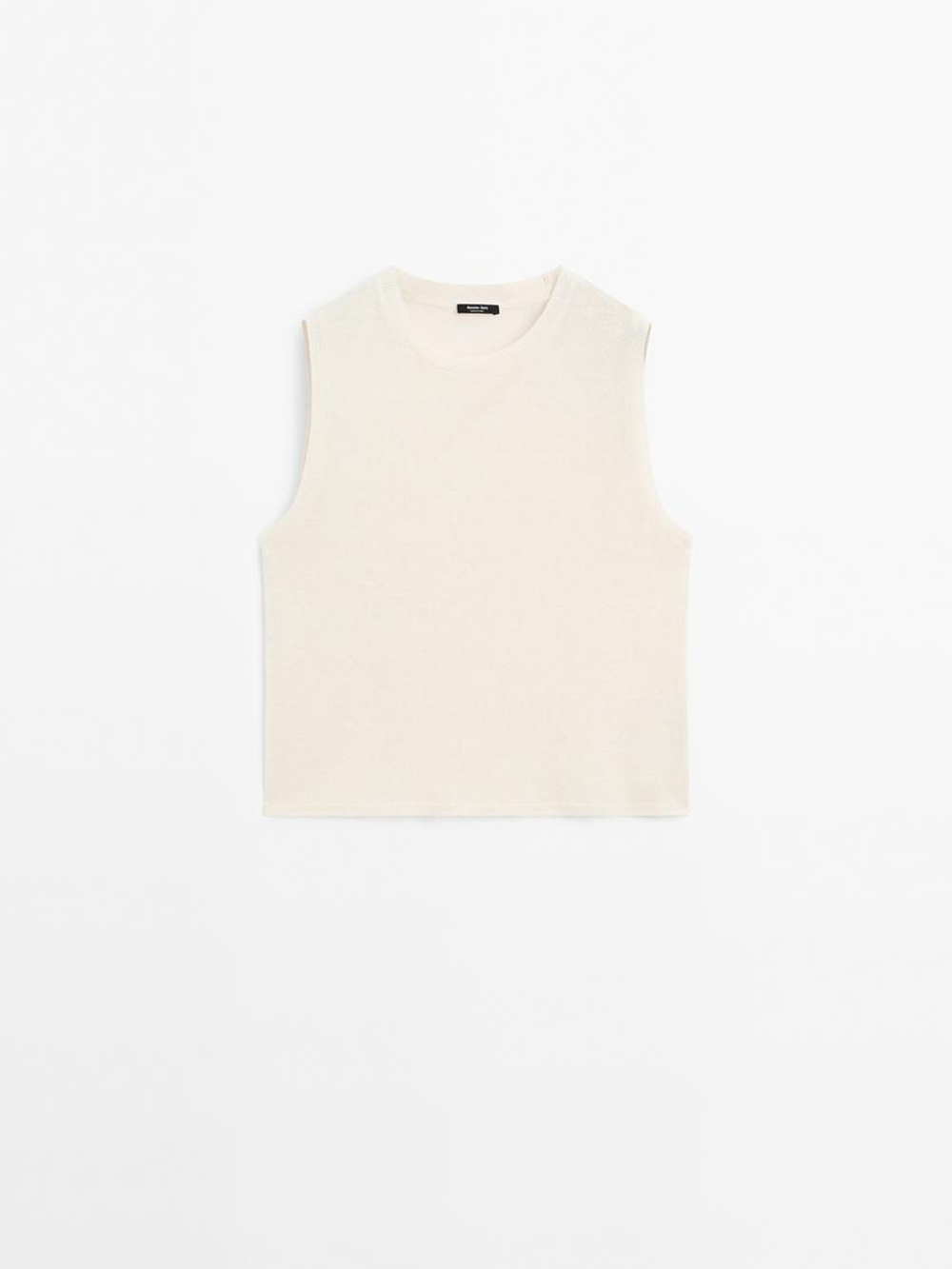 Massimo Dutti Легкая футболка без рукавов, светло-желтый