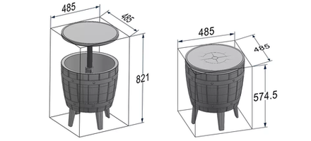 Стол пластиковый мини-бар Tagliamento Nova Cool Bar, белый, тортора