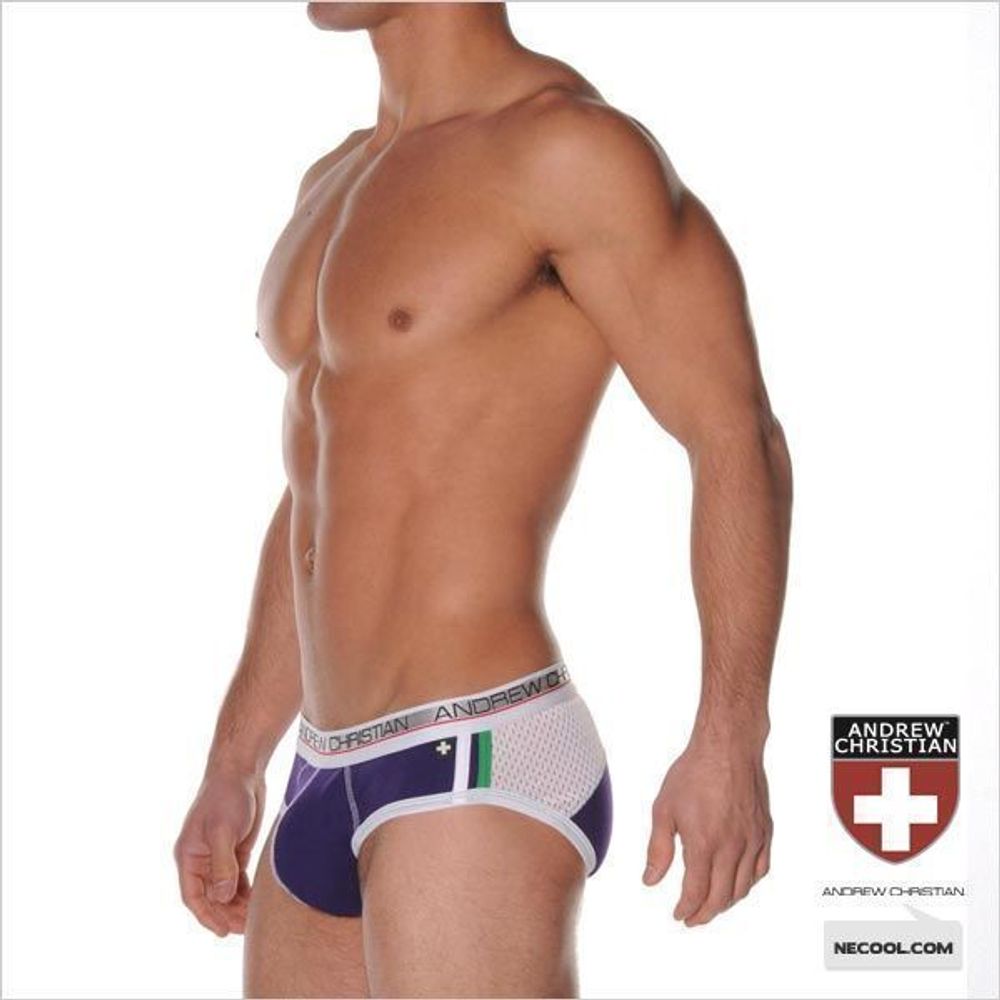 Мужские трусы брифы Andrew Christian Arena brief Purple white AC29