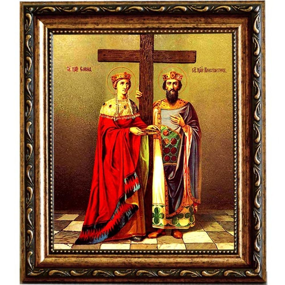 Елена и Константин Святые равноапостольные. Икона на холсте.
