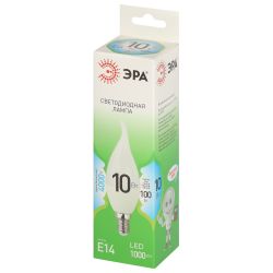 Лампа светодиодная ЭРА GREEN LINE LED BXS-10W-840-E14 GL 10Вт свеча на ветру яркий белый свет E14 | Лампы cветодиодные Свеча (B/C)