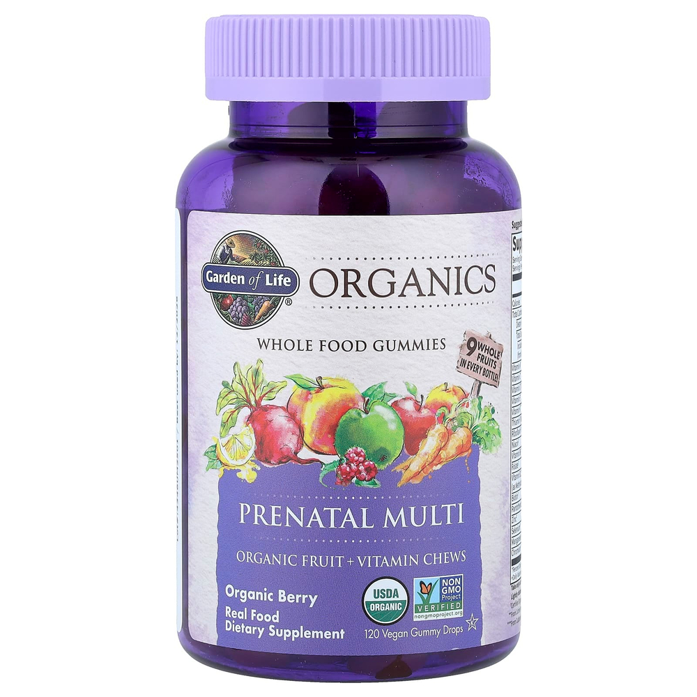 Garden of Life, Organics, мультивитамины для беременных, органические ягоды, 120 веганских жевательных таблеток