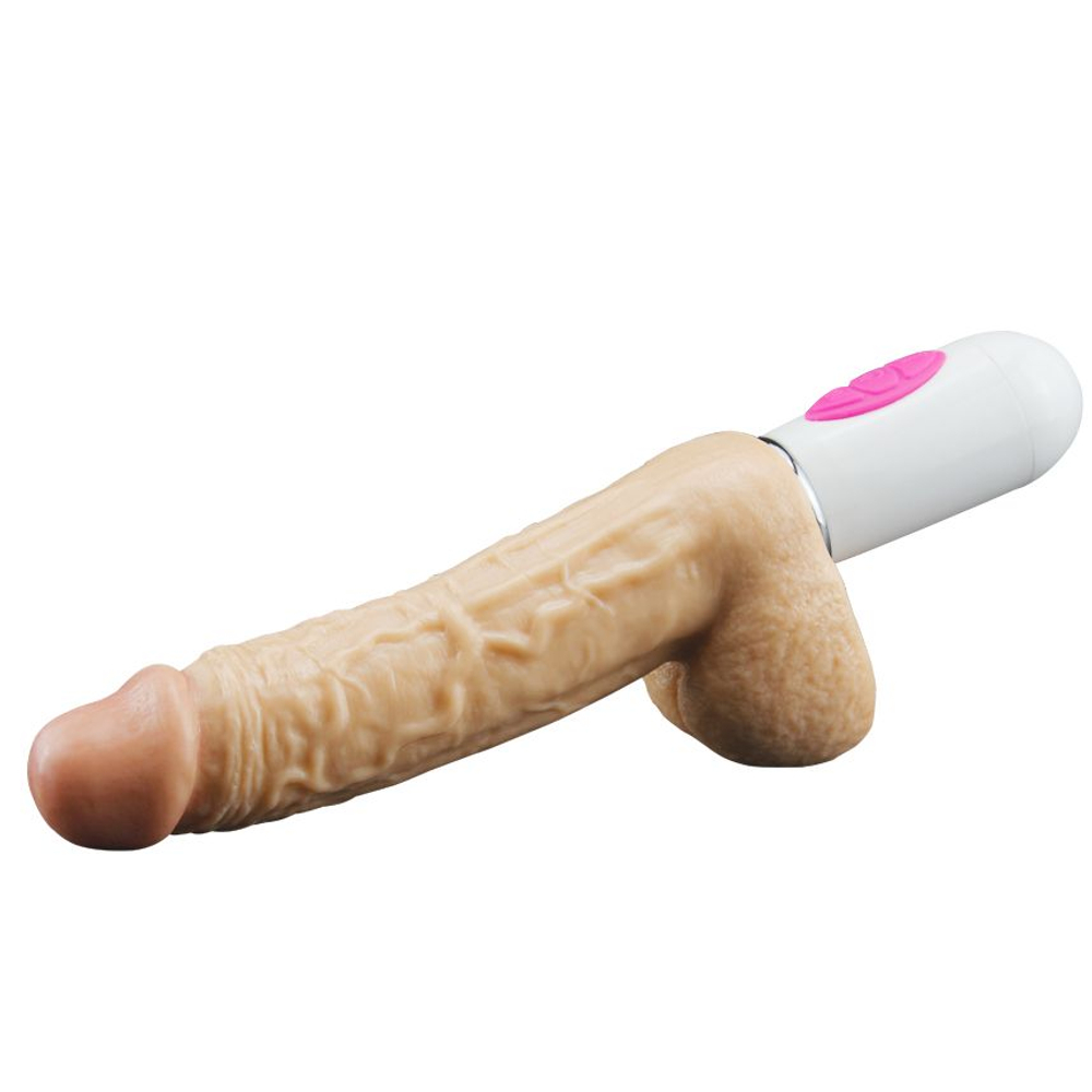 Телесный вибромассажёр с ротацией Swinging Penis - 24 см. (Цвет: телесный)