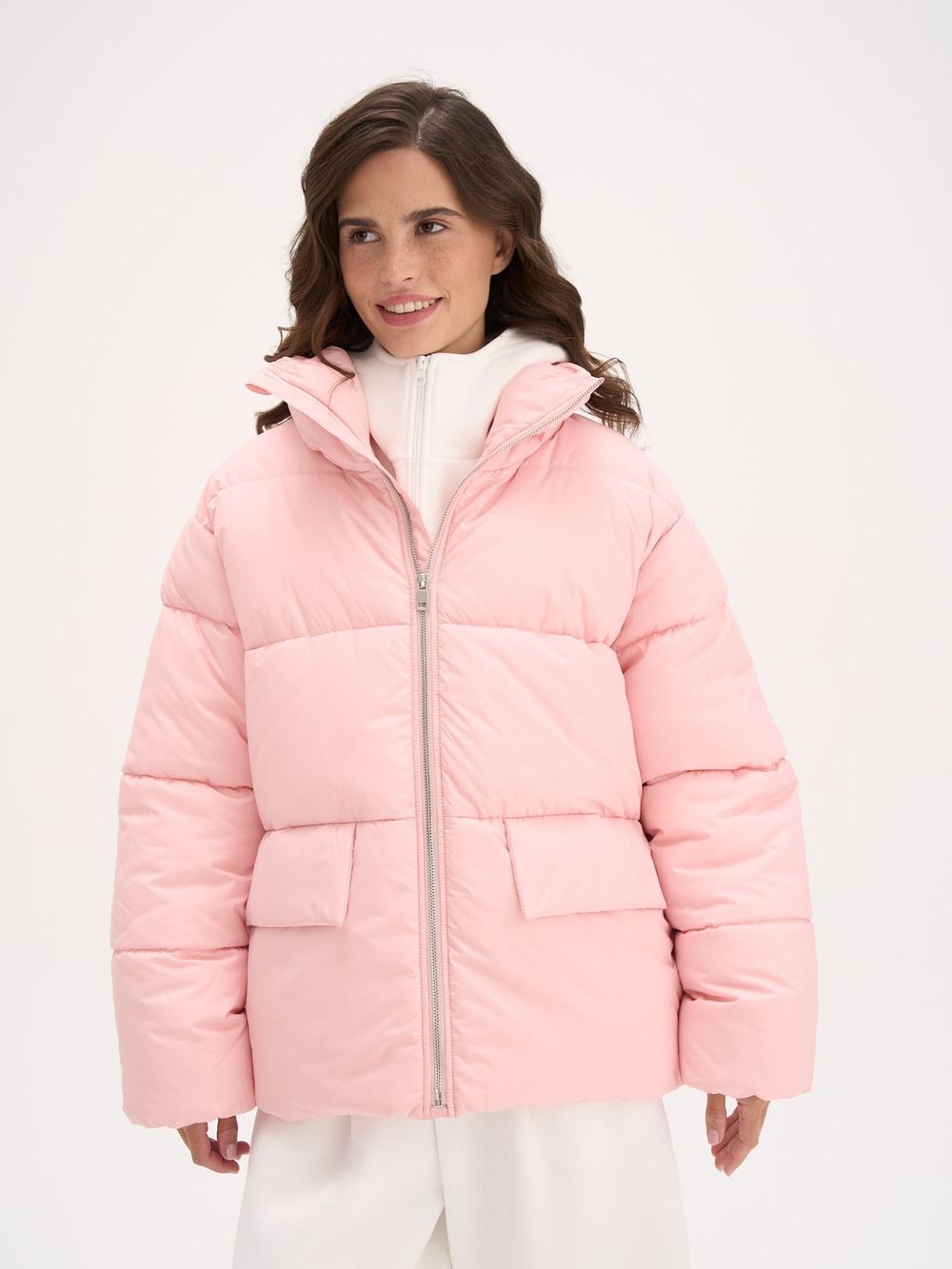 Пуховик стеганый "Розовый" женский