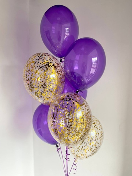 Воздушные шары фиолетовое стекло/золото №3495