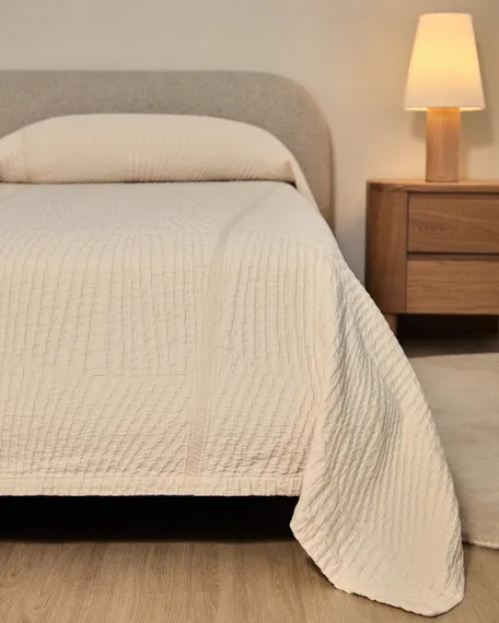 Кровать Odina 180x200 см, съемный чехол из букле цвета экрю