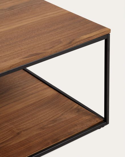 Yoana Журнальный столик из орехового шпона и черного металла 80 x 80 см Испания
