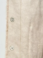 Шуба женская чебурашка тедди пальто из шерсти мериноса, бежевая, SilverFox